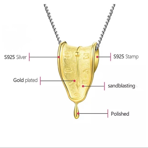 Artisan Handmade 925 Silver The Zyah Melted Clock Necklace - Picture 7 of 7